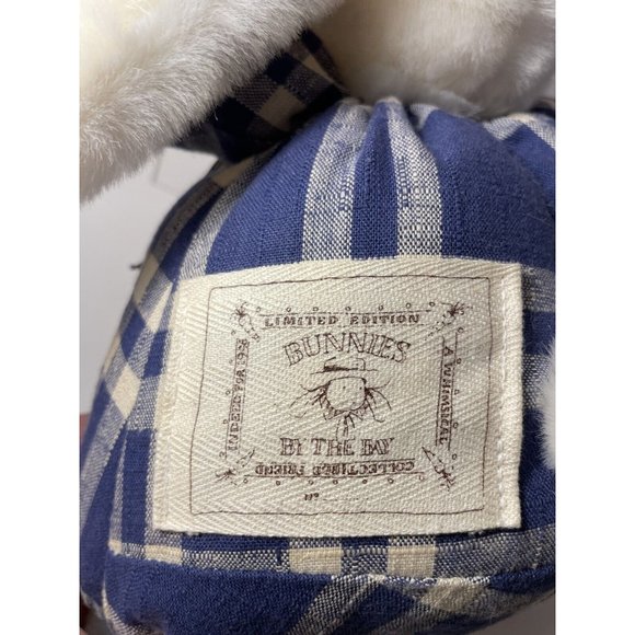 Bunnies By The Bay Reg# PA3261 Limited EDITION White Blue Plaid Large 12 In Bow - Picture 6 of 8